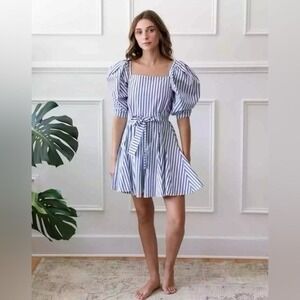 Mille Resort And Travel NWT Anais Dress Size XS Blue White Stripe *Missing Sash